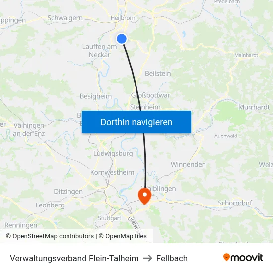 Verwaltungsverband Flein-Talheim to Fellbach map