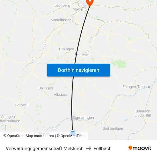 Verwaltungsgemeinschaft Meßkirch to Fellbach map
