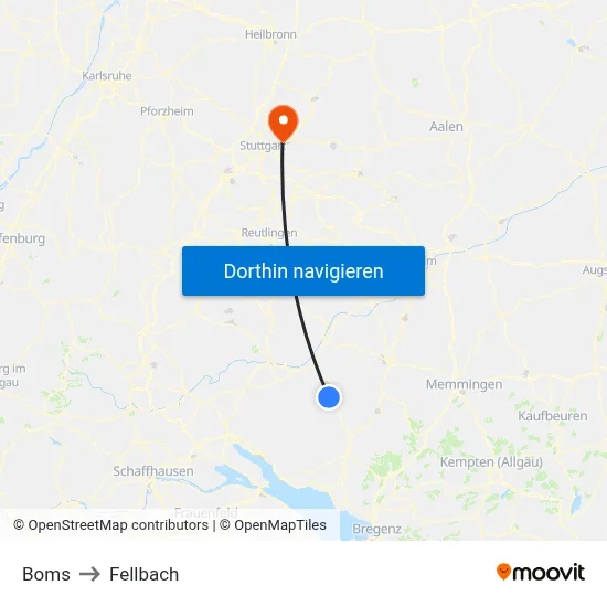 Boms to Fellbach map