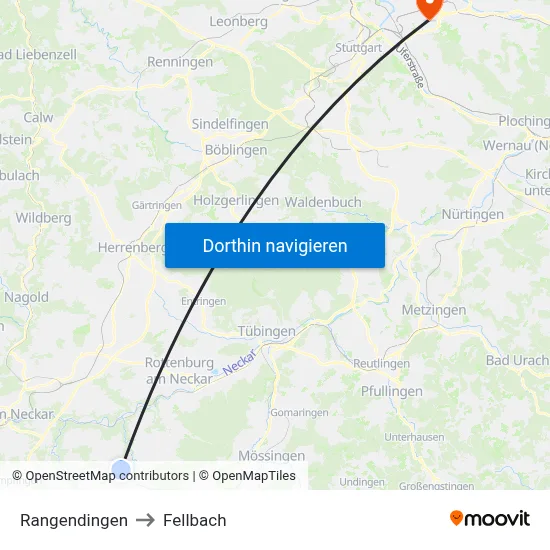 Rangendingen to Fellbach map