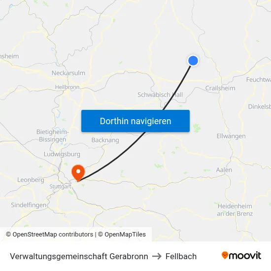 Verwaltungsgemeinschaft Gerabronn to Fellbach map