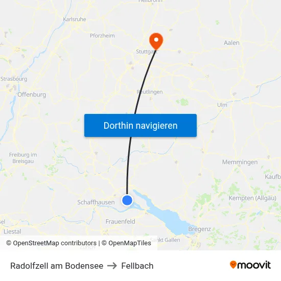 Radolfzell am Bodensee to Fellbach map