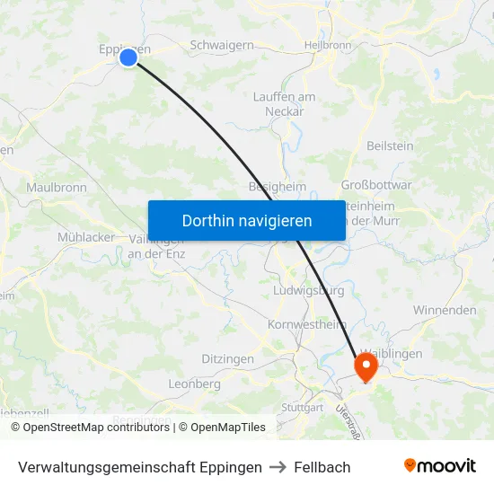 Verwaltungsgemeinschaft Eppingen to Fellbach map
