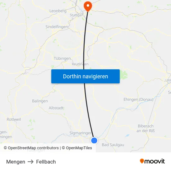 Mengen to Fellbach map