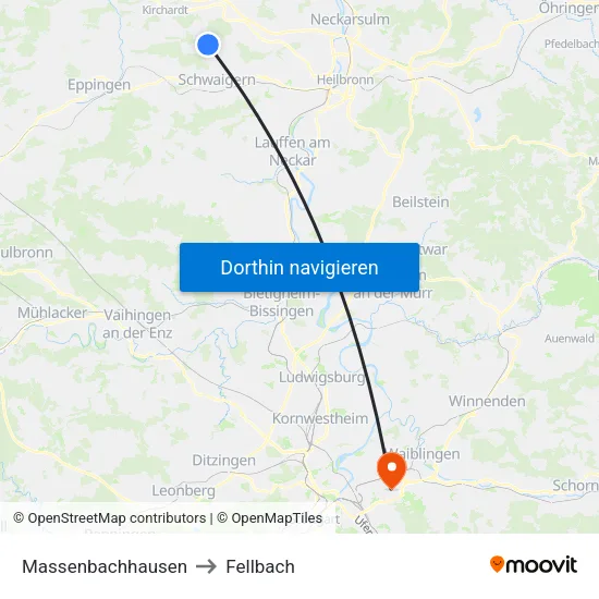Massenbachhausen to Fellbach map