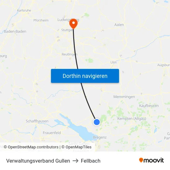 Verwaltungsverband Gullen to Fellbach map