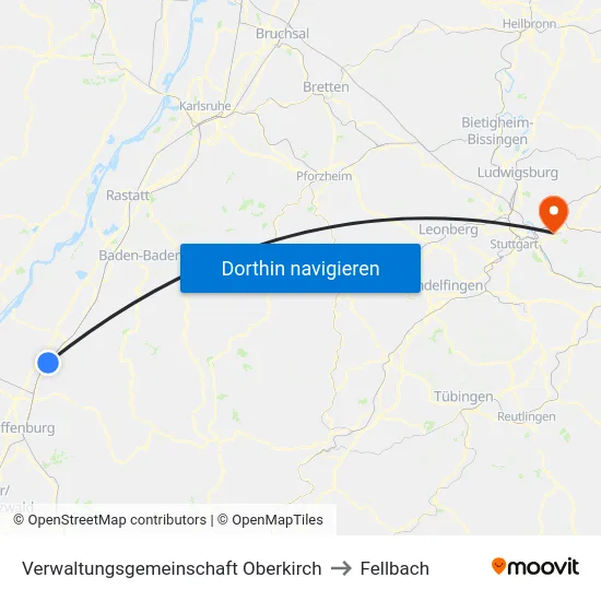 Verwaltungsgemeinschaft Oberkirch to Fellbach map