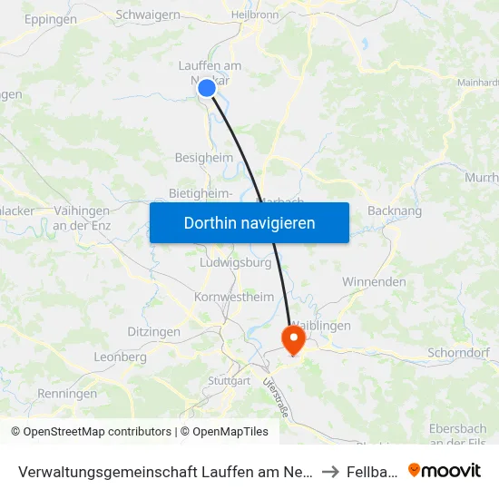 Verwaltungsgemeinschaft Lauffen am Neckar to Fellbach map