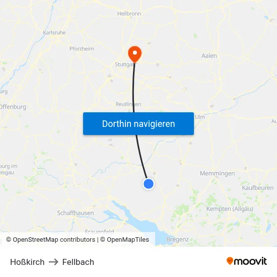 Hoßkirch to Fellbach map