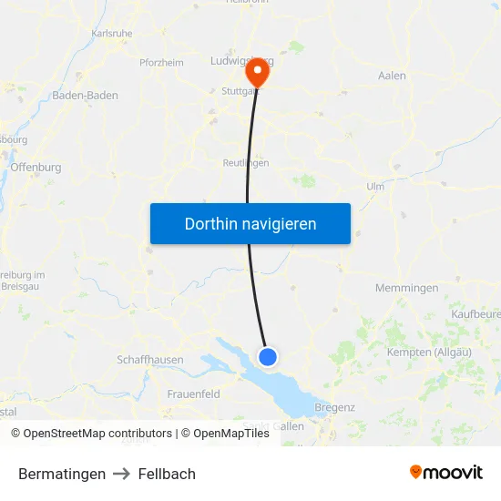 Bermatingen to Fellbach map