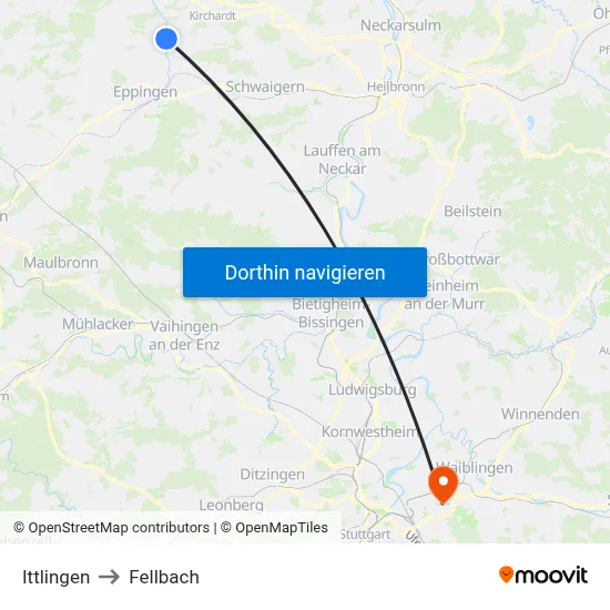 Ittlingen to Fellbach map
