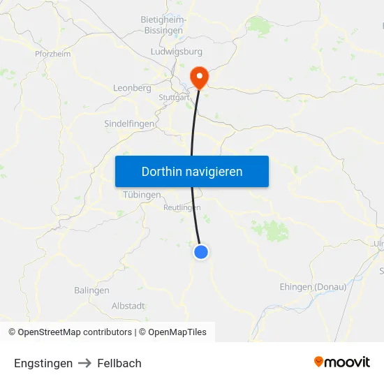 Engstingen to Fellbach map