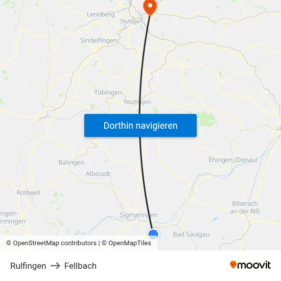 Rulfingen to Fellbach map