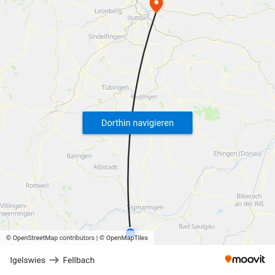 Igelswies to Fellbach map