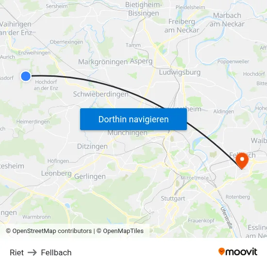 Riet to Fellbach map