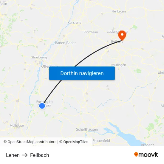 Lehen to Fellbach map