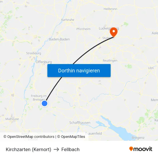 Kirchzarten (Kernort) to Fellbach map
