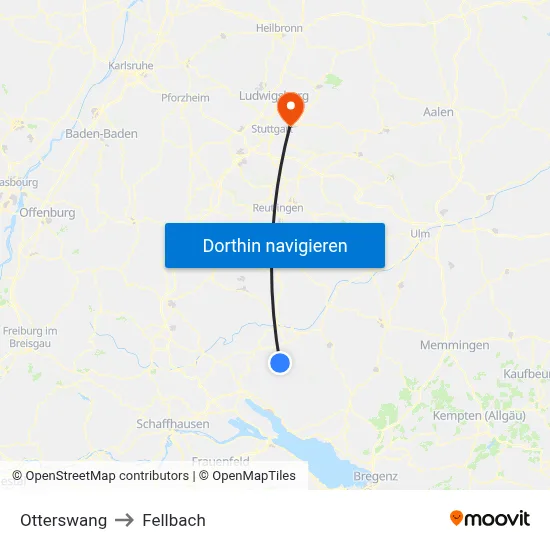 Otterswang to Fellbach map