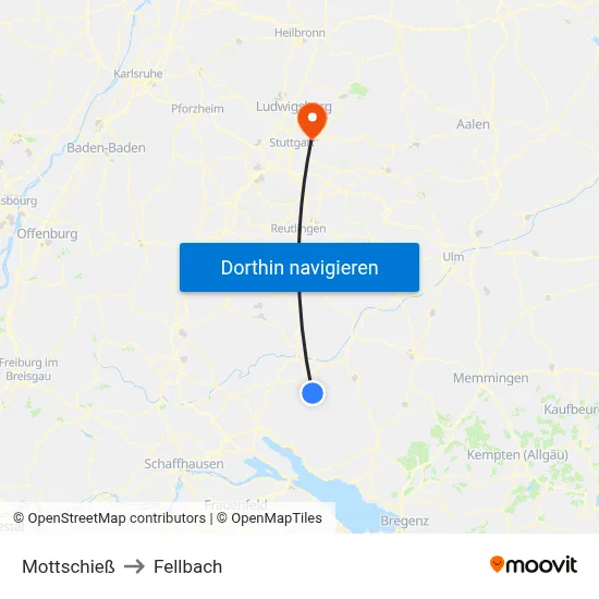 Mottschieß to Fellbach map