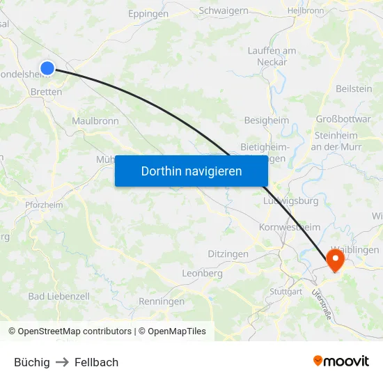 Büchig to Fellbach map