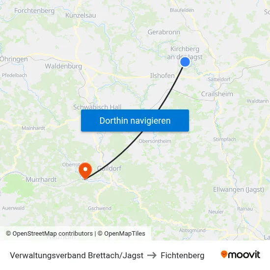 Verwaltungsverband Brettach/Jagst to Fichtenberg map