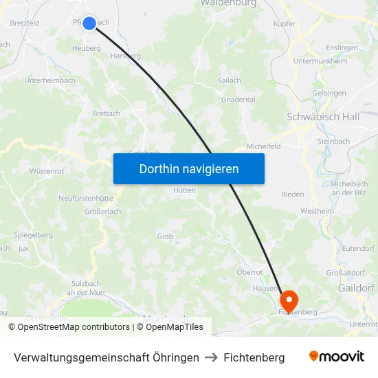 Verwaltungsgemeinschaft Öhringen to Fichtenberg map