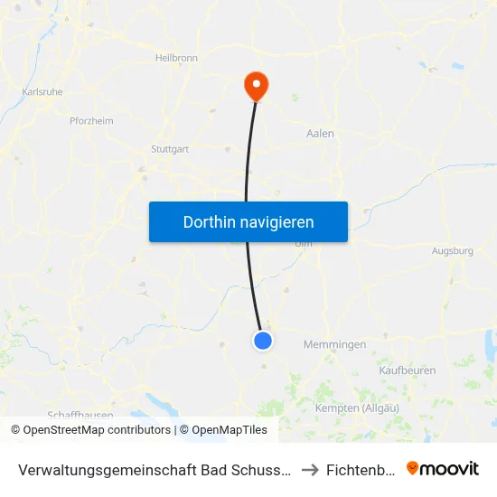 Verwaltungsgemeinschaft Bad Schussenried to Fichtenberg map