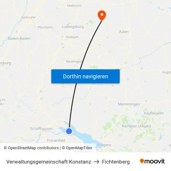 Verwaltungsgemeinschaft Konstanz to Fichtenberg map