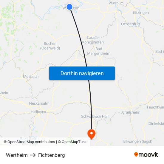 Wertheim to Fichtenberg map