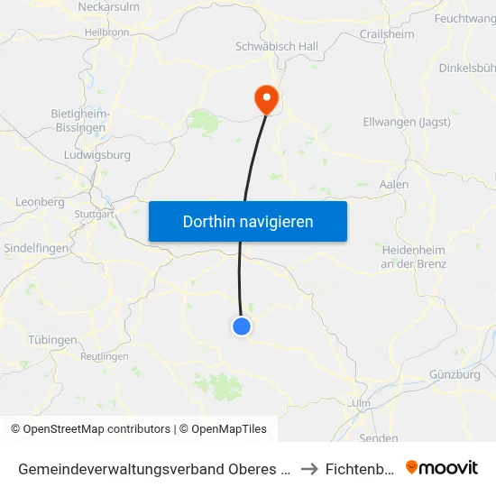 Gemeindeverwaltungsverband Oberes Filstal to Fichtenberg map