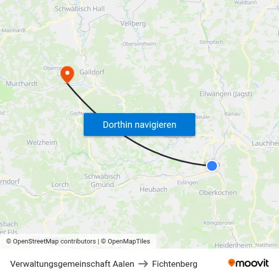 Verwaltungsgemeinschaft Aalen to Fichtenberg map