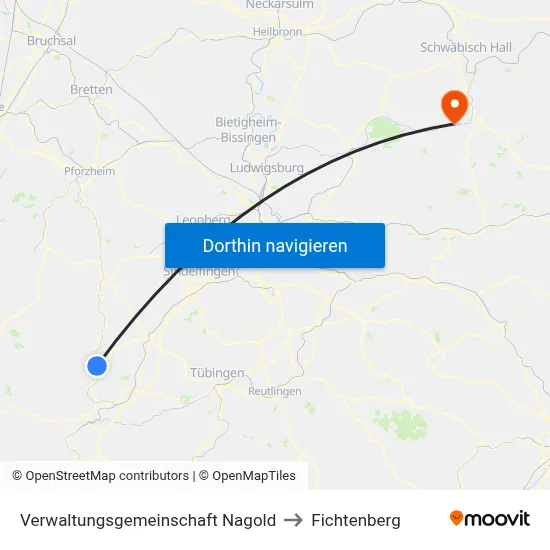 Verwaltungsgemeinschaft Nagold to Fichtenberg map