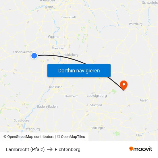 Lambrecht (Pfalz) to Fichtenberg map