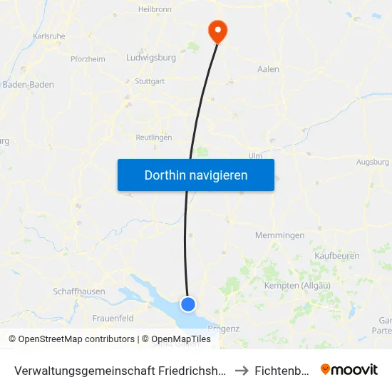 Verwaltungsgemeinschaft Friedrichshafen to Fichtenberg map