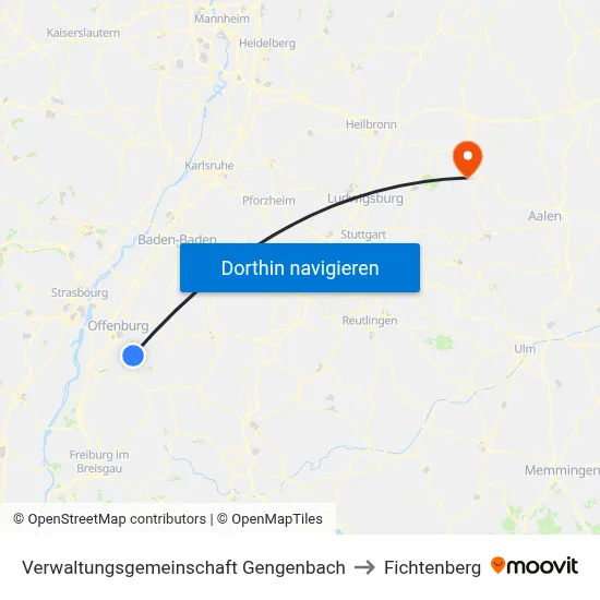 Verwaltungsgemeinschaft Gengenbach to Fichtenberg map
