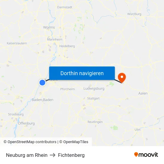 Neuburg am Rhein to Fichtenberg map