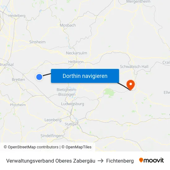 Verwaltungsverband Oberes Zabergäu to Fichtenberg map