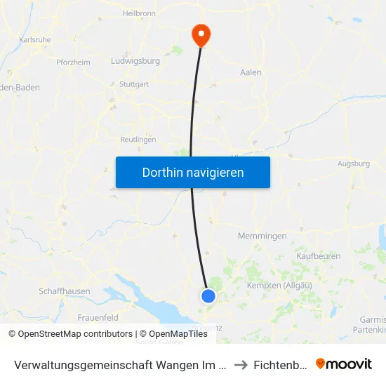Verwaltungsgemeinschaft Wangen Im Allgäu to Fichtenberg map