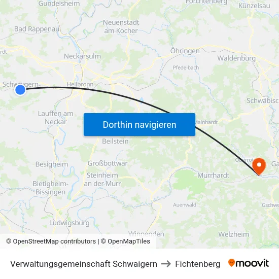 Verwaltungsgemeinschaft Schwaigern to Fichtenberg map