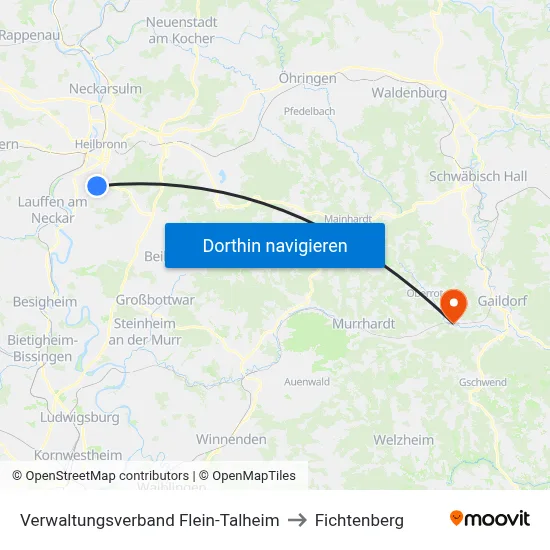 Verwaltungsverband Flein-Talheim to Fichtenberg map