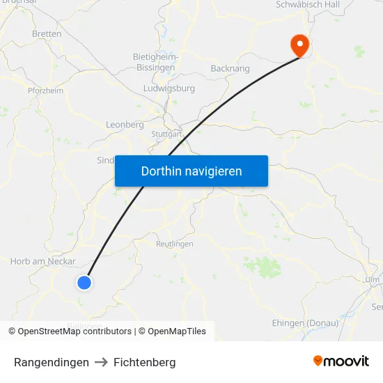 Rangendingen to Fichtenberg map