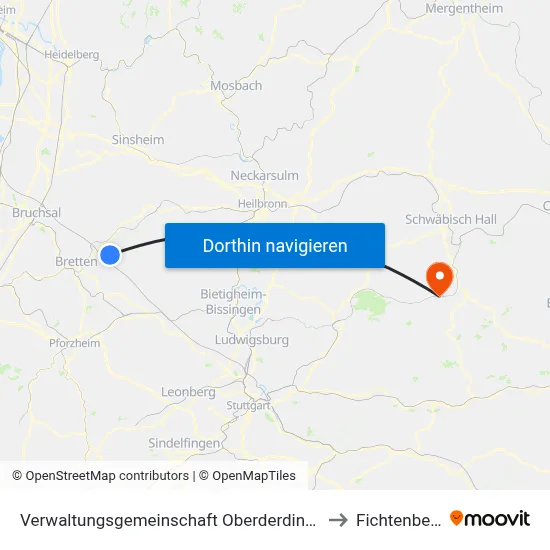 Verwaltungsgemeinschaft Oberderdingen to Fichtenberg map