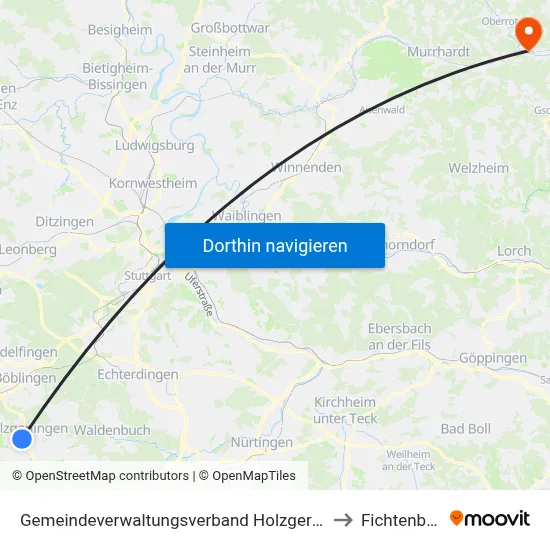 Gemeindeverwaltungsverband Holzgerlingen to Fichtenberg map
