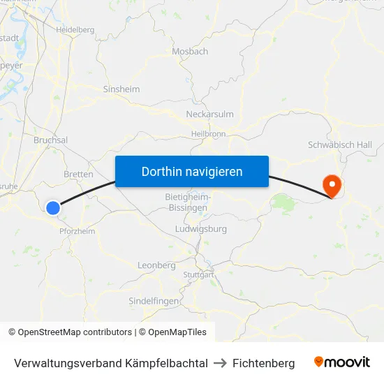 Verwaltungsverband Kämpfelbachtal to Fichtenberg map