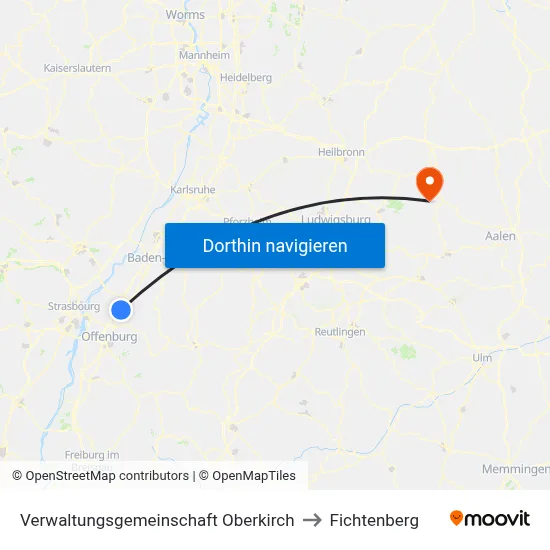 Verwaltungsgemeinschaft Oberkirch to Fichtenberg map