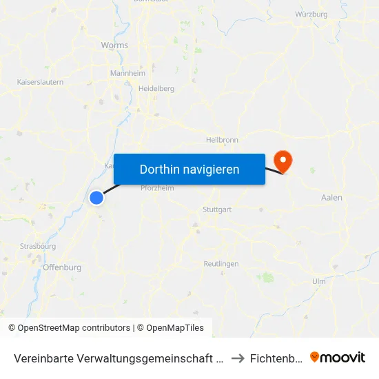 Vereinbarte Verwaltungsgemeinschaft Rastatt to Fichtenberg map