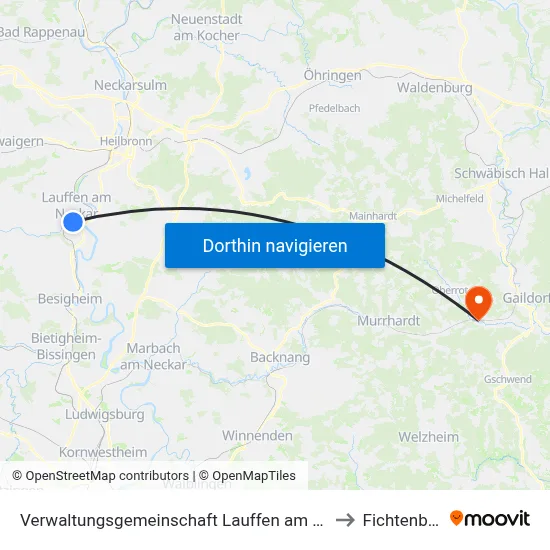 Verwaltungsgemeinschaft Lauffen am Neckar to Fichtenberg map