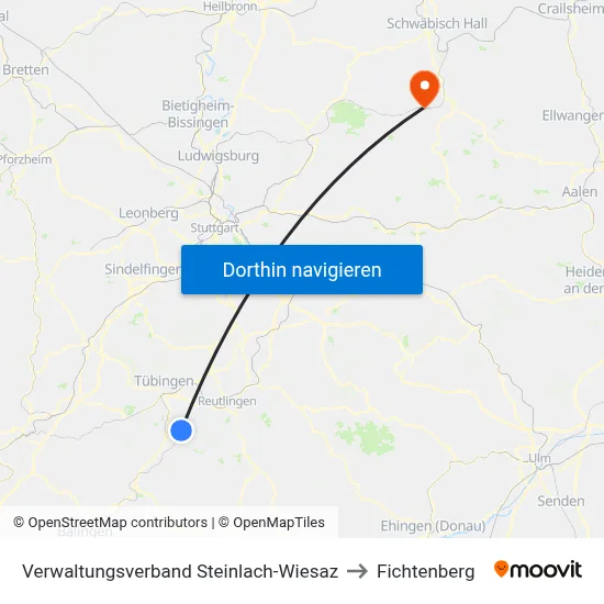 Verwaltungsverband Steinlach-Wiesaz to Fichtenberg map
