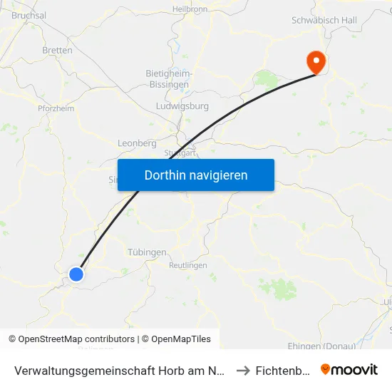 Verwaltungsgemeinschaft Horb am Neckar to Fichtenberg map