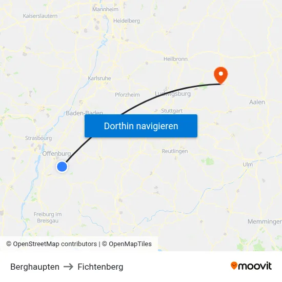 Berghaupten to Fichtenberg map